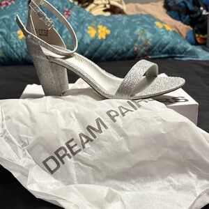 Dream Pairs Glittering Silver Block Heels